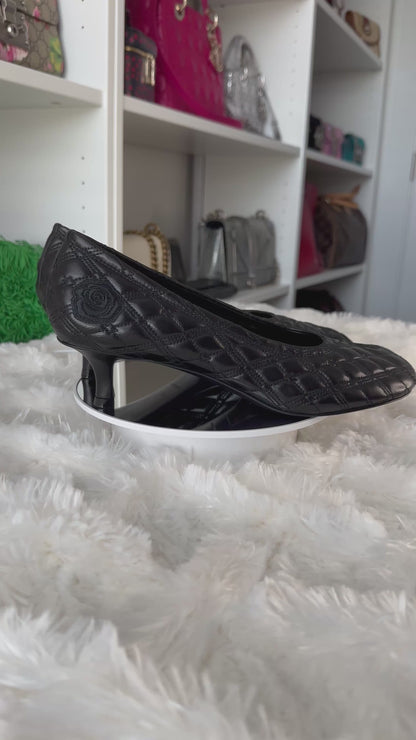 Burberry Women's Size 9 US | 39 EU Black Quilted Leather Baby Pumps