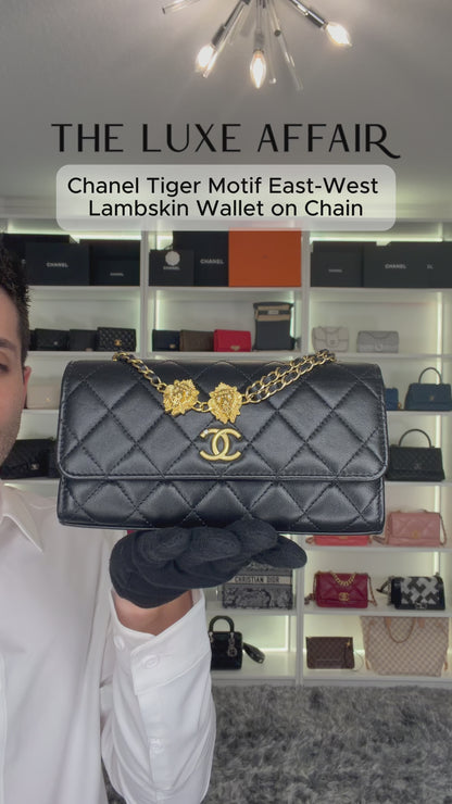 Pre-Owned Lion Motif East-West Lambskin (WOC) Wallet on Chain