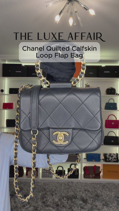 Pre-owned Chanel Loop Top Handle Quilted Calfskin Crossbody Bag